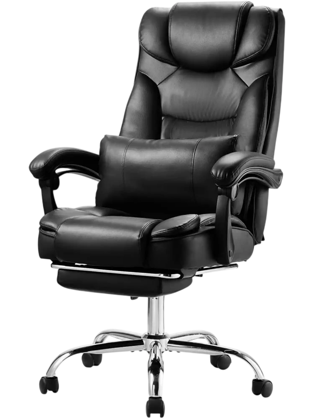 VEVOR Executive Office Chair with Footrest, 300lb Capacity Office Chair with Lumbar Pillow, Height Adjustable Ergonomic Chair, PU Leather Reclining Home Office Desk Chairs, Black