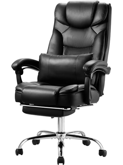 Vevor Office Chair Executive High-Back Reclining Chair with Footrest Black New