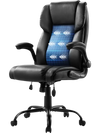VEVOR Executive Office Chair with Lumbar Support, 300lb Capacity Office Chair with Flip-up Armrests & Lumbar Pillow, Height Adjustable Ergonomic Chair, PU Leather Reclining Home Office Desk Chairs