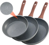 VEVOR Frying Pan Skillet, Aluminum Egg Fry Pans, 3 Piece Set (9.5, 11, 12 in), Nonsitck Heavy-Duty Skillets with Heat-Resistant Handle, Chef's Kitchen Cookware, for Gas, Electric, Induction, Grey