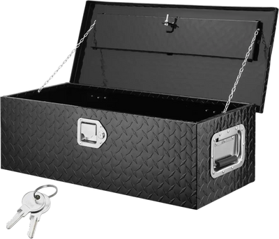 VEVOR Heavy Duty Aluminum Truck Bed Tool Box, Diamond Plate Tool Box with Side Handle and Lock Keys, Storage Tool Box Chest Box Organizer for Pickup, RV, Trailer, Truck Bed, 30