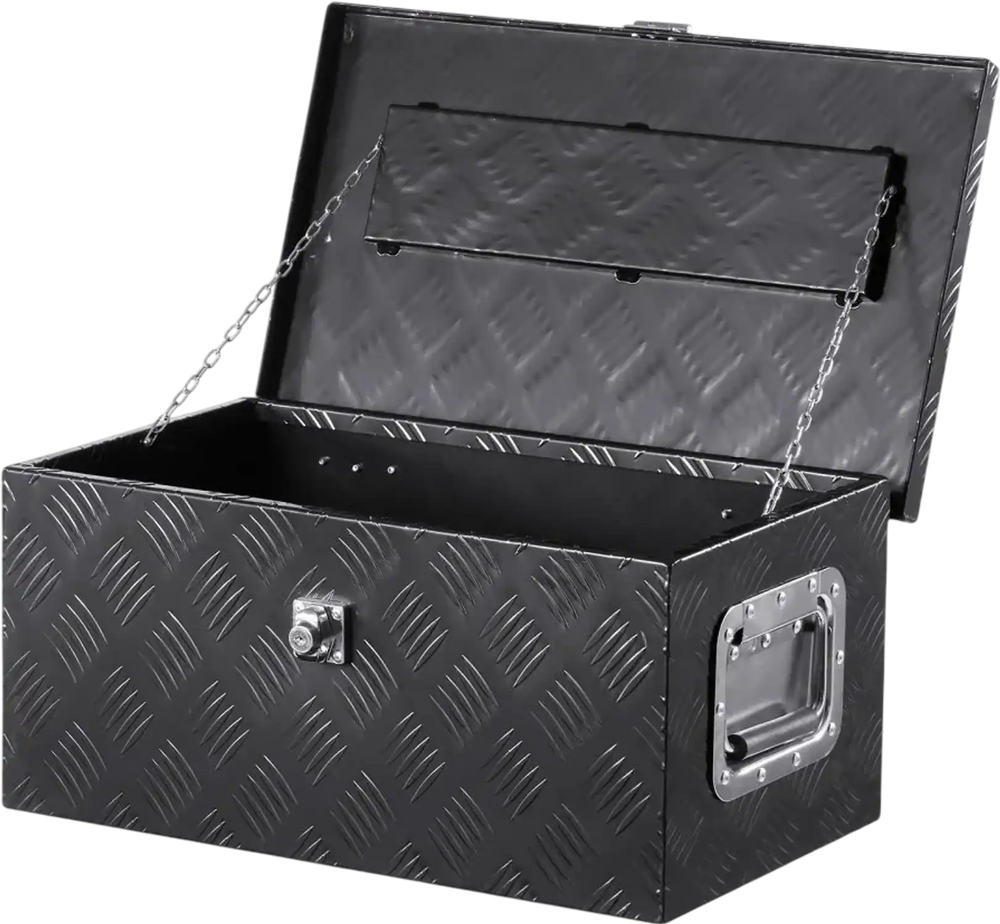 VEVOR Heavy Duty Aluminum Truck Bed Tool Box, Stripes Plated Tool Box with Side Handle and Lock Keys, Storage Toolbox Chest Organizer for Trailer, Pickup, Truck Bed, RV, 20"x12"x9.5", Black