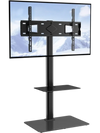 VEVOR TV Stand Mount, Swivel Tall TV Stand for 32 to 65 inch TVs, Height Adjustable Portable Floor TV Stand with Tempered Glass Base for Bedroom, Living Room
