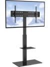 VEVOR TV Stand Mount, Swivel Tall TV Stand for 32 to 85 inch TVs, Height Adjustable Portable Floor TV Stand with Tempered Glass Base for Bedroom, Living Room
