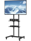 VEVOR Mobile TV Stand, Mobile TV Cart for 32 to 70 inch TVs, Height Adjustable Portable TV Stand with Wheels, Double Tray for Audio-Visual Devices, Rolling TV Stand with Mount for Bedroom, Living Room
