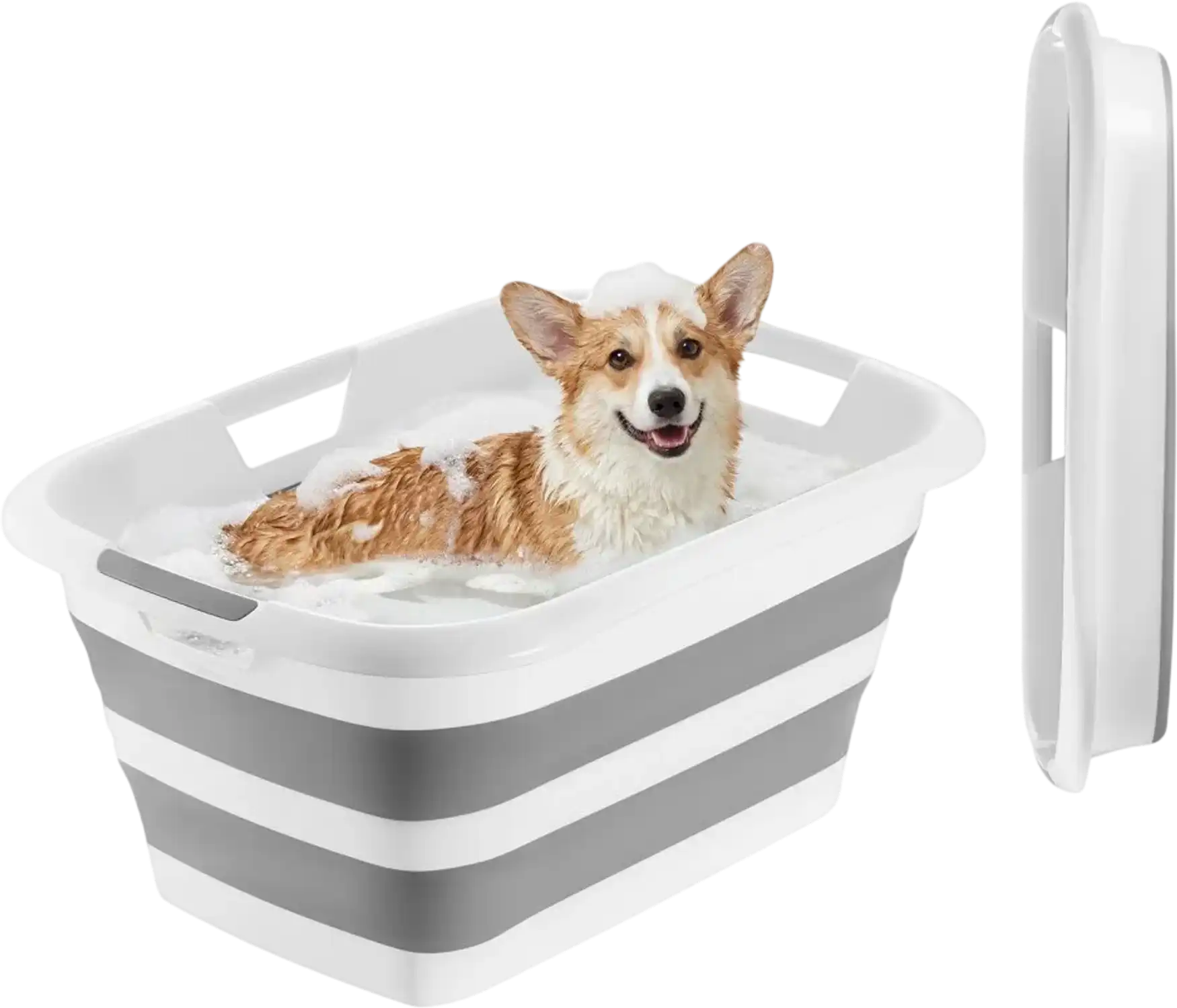 Vevor Dog Bathtub Collapsible Pet Bathing Grooming Wash Station Gray White New