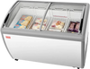 VEVOR Commercial Ice Cream Display Case, 12.8 Cu.ft Chest Freezer, -19 to 3℉ Temp Adjustable Mobile Top Deep Freezer with 4 Wire Baskets, 2 Sliding Glass Doors, Locking Casters & LED Strip Lighting