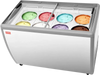 VEVOR Commercial Ice Cream Display Case, 13.1 Cu.ft Chest Freezer, Restaurant Gelato Dipping Cabinet Top Deep Freezer with Locking Casters, Sliding Glass Door, LED Lighting, Hold 8 Ice Cream Tubs