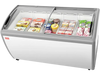 VEVOR Commercial Ice Cream Display Case, 16.3 Cu.ft Chest Freezer, -19 to 3℉ Temp Adjustable Mobile Top Deep Freezer with 5 Wire Baskets, 2 Sliding Glass Doors, Locking Casters & LED Strip Lighting