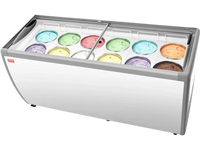 VEVOR Commercial Ice Cream Display Case, 20 Cu.ft Chest Freezer, Restaurant Gelato Dipping Cabinet Top Deep Freezer with Locking Casters, Sliding Glass Door, LED Lighting, Hold 12 Ice Cream Tubs