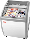 VEVOR Commercial Ice Cream Display Case, 5.4 Cu.ft Chest Freezer, -19 to 3℉ Temp Adjustable Mobile Top Deep Freezer with 2 Wire Baskets, 2 Sliding Glass Doors, Locking Casters & LED Strip Lighting