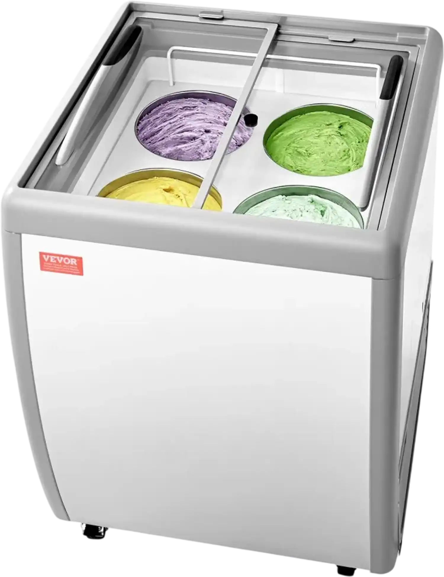 Vevor Ice Cream Display Case Commercial 5.6 Cu. Ft. Chest Freezer with Sliding Glass Doors and LED Lighting New