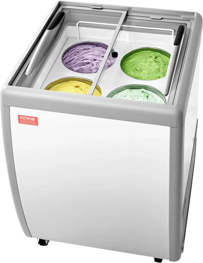 Vevor Ice Cream Display Case Commercial 5.6 Cu. Ft. Chest Freezer with Sliding Glass Doors and LED Lighting New