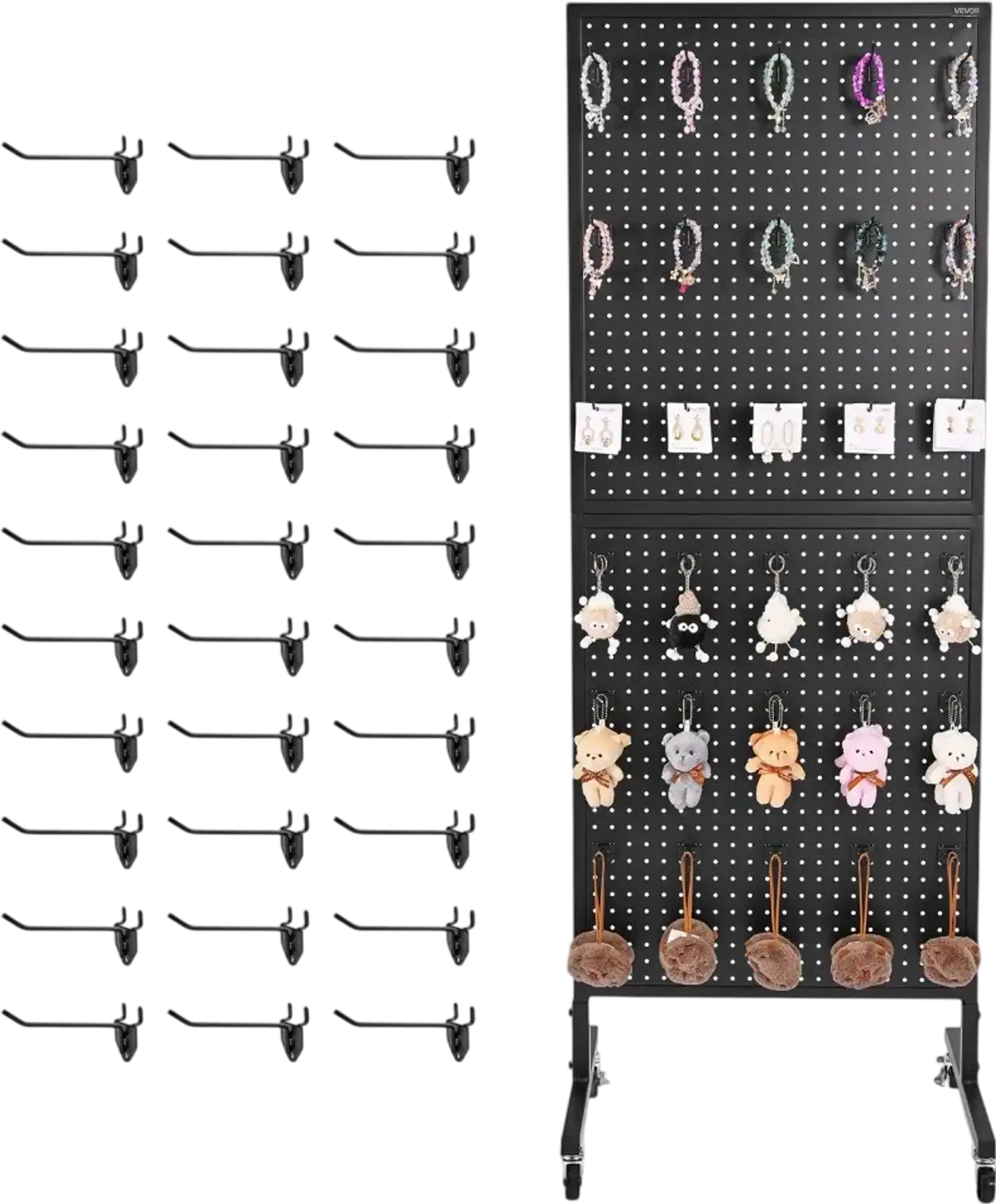 Vevor Pegboard Display Stand Rolling Black 23.6