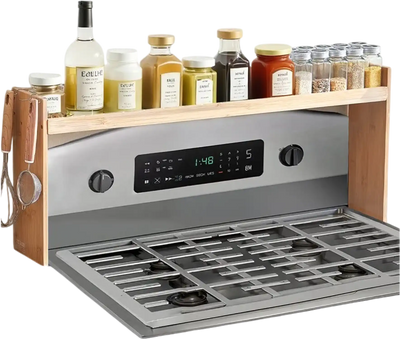 Vevor Spice Rack Over the Stove Shelf Kitchen Organizer with 6 Hooks New