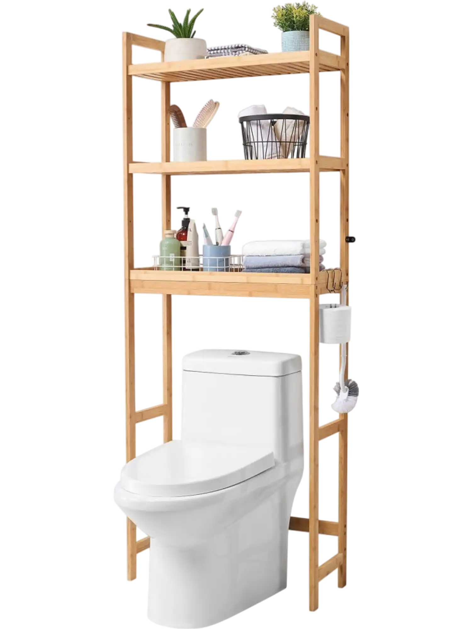 Vevor Over-the-Toilet Storage Rack 3-Tier Adjustable Bamboo Bathroom Organizer New
