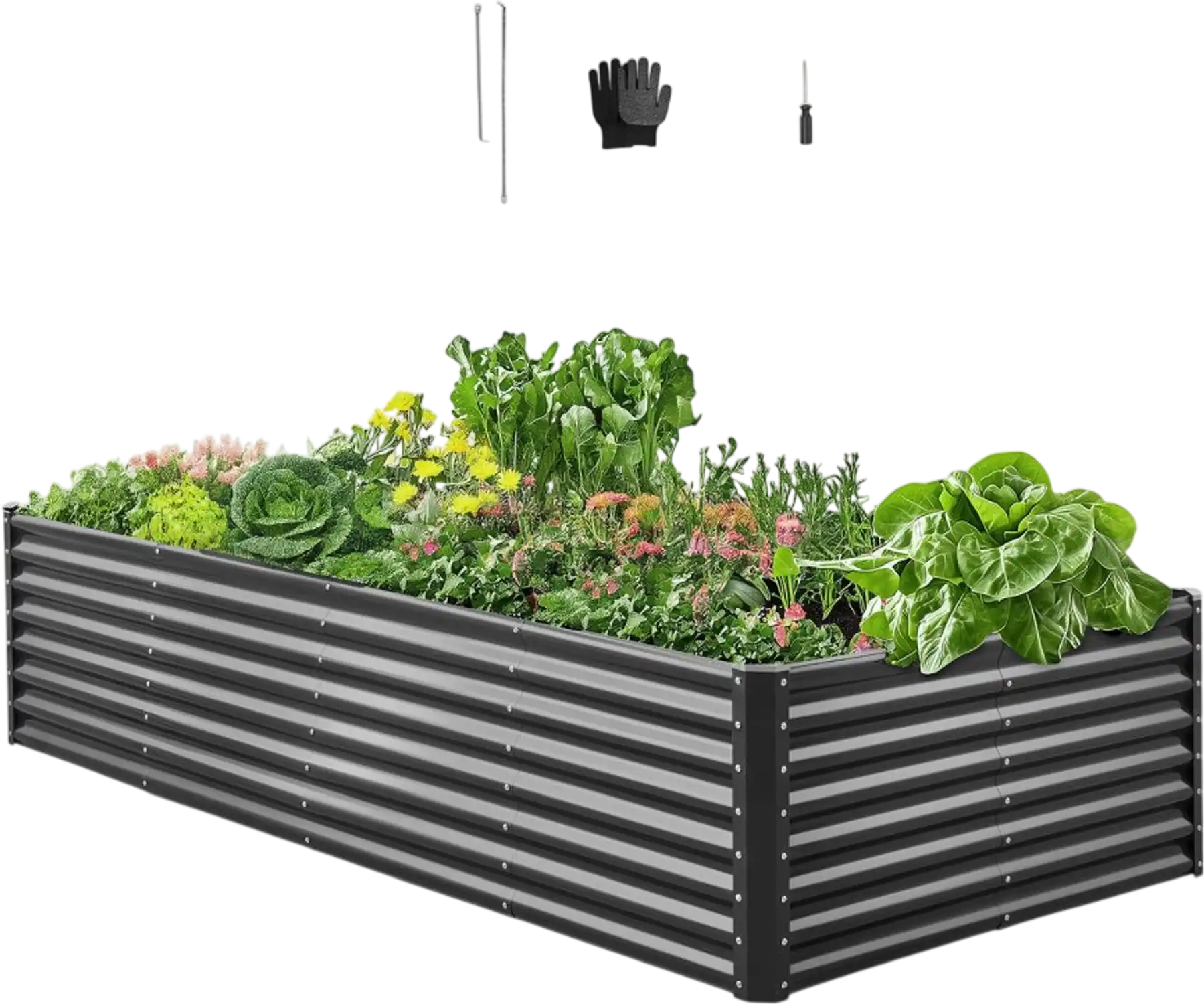Vevor Raised Garden Bed 8' x 4' x 2' Outdoor Galvanized Planter Box Dark Gray New
