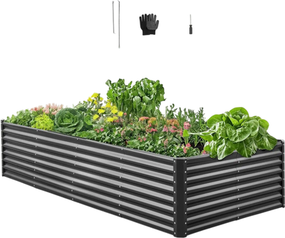 Vevor Raised Garden Bed 8' x 4' x 2' Outdoor Galvanized Planter Box Dark Gray New