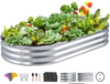 VEVOR Raised Garden Bed, 6 x 3 x 0.9 ft Galvanized Metal Planter Box, Outdoor Planting Boxes with Open Base, for Growing Flowers/Vegetables/Herbs in Backyard/Garden/Patio/Balcony, Silver