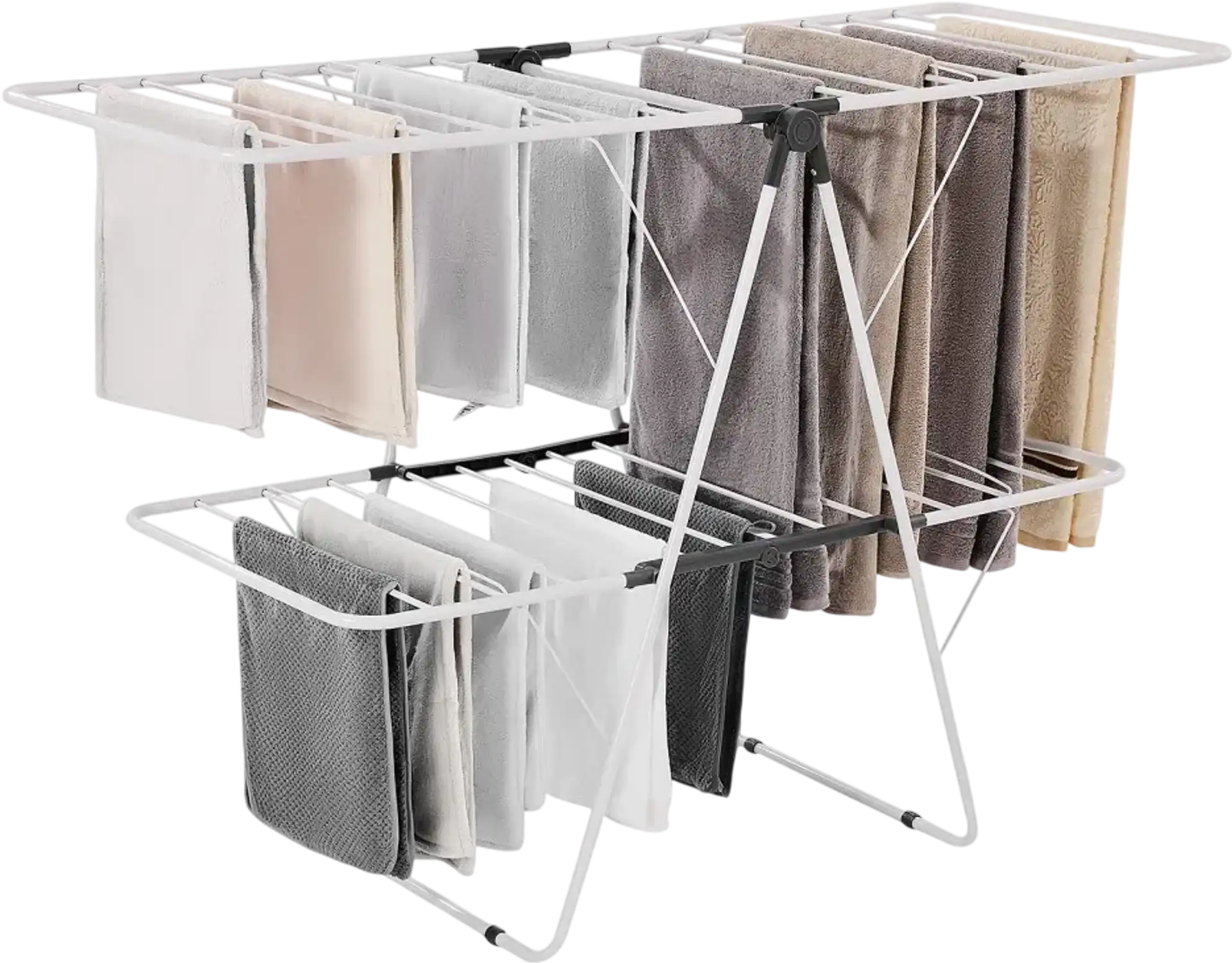 Vevor Clothes Drying Rack 2-Tier Foldable Laundry Dryer Rack with Sock Clips & 31 Dry Rods White New