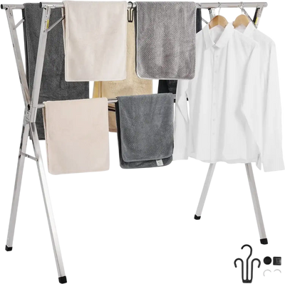 Vevor Clothes Drying Rack 2-Tier Telescopic Stainless Steel Portable Laundry Dryer New