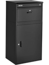 VEVOR Package Delivery Box for Outside 43.31 in Large Metal Parcel Drop Box, for Porch, Curbside & House Storage, Lockable Anti-Theft Waterproof Weatherproof, Thick Secure Mailbox for Outdoor, Black