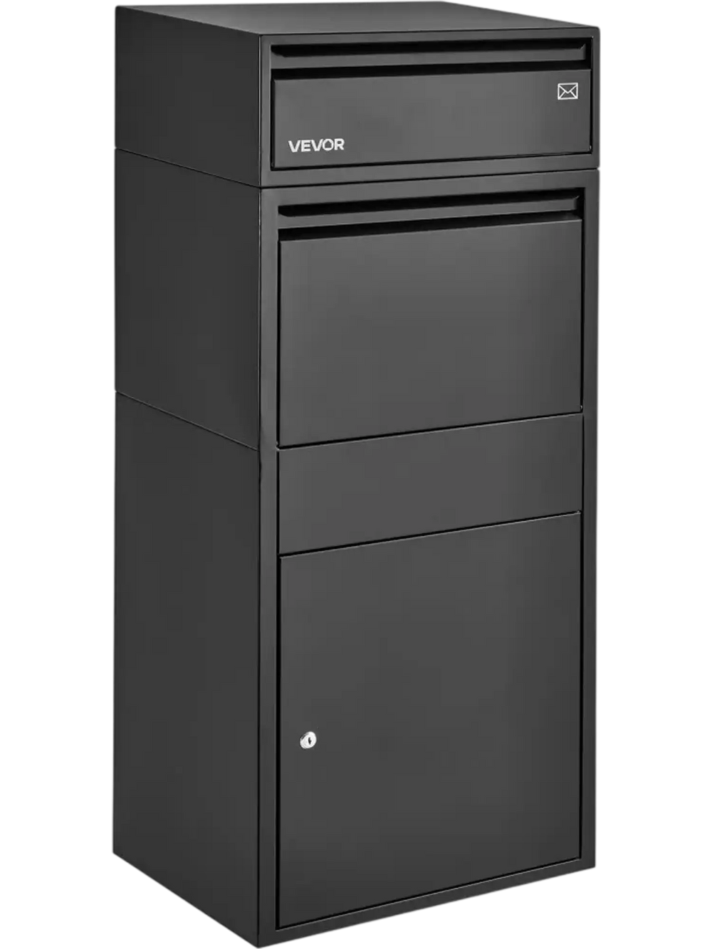 VEVOR Package Delivery Box for Outside 47.24 in Large Metal Parcel Drop Box, for Porch, Curbside & House Storage, Lockable Anti-Theft Waterproof Weatherproof, Thick Secure Mailbox for Outdoor, Black