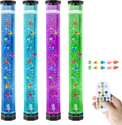 Vevor Bubble Tube Lamp 3.3' LED Sensory Aquarium with 10 Floating Fish & 16 Color Effects New