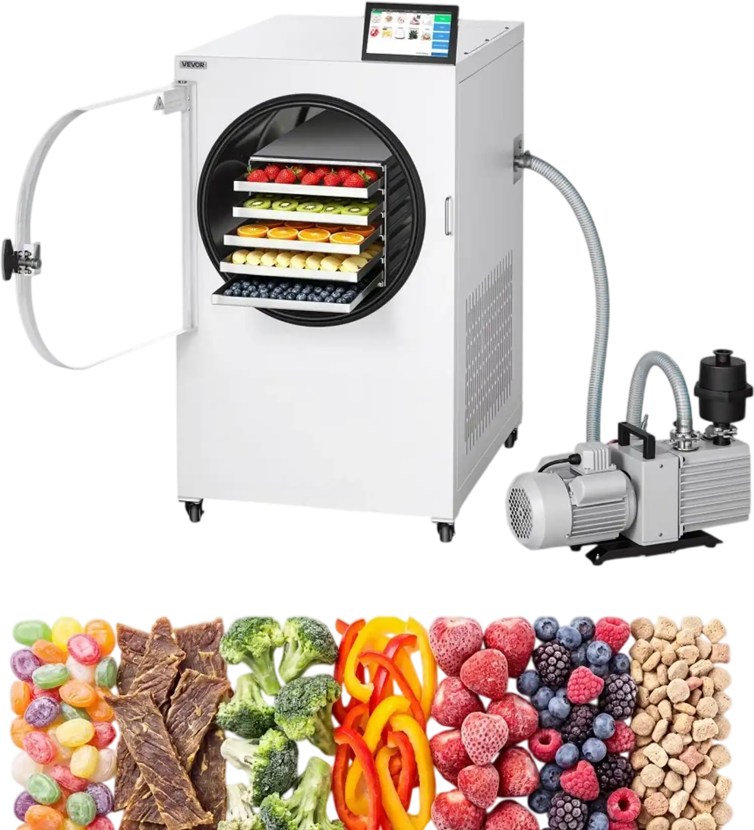 Vevor Freeze Dryer Vacuum Freeze Dryer Machine 17.6-26.5 lbs/Batch 5-Tray with App Control, LCD Touchscreen, and Auto Defrost New
