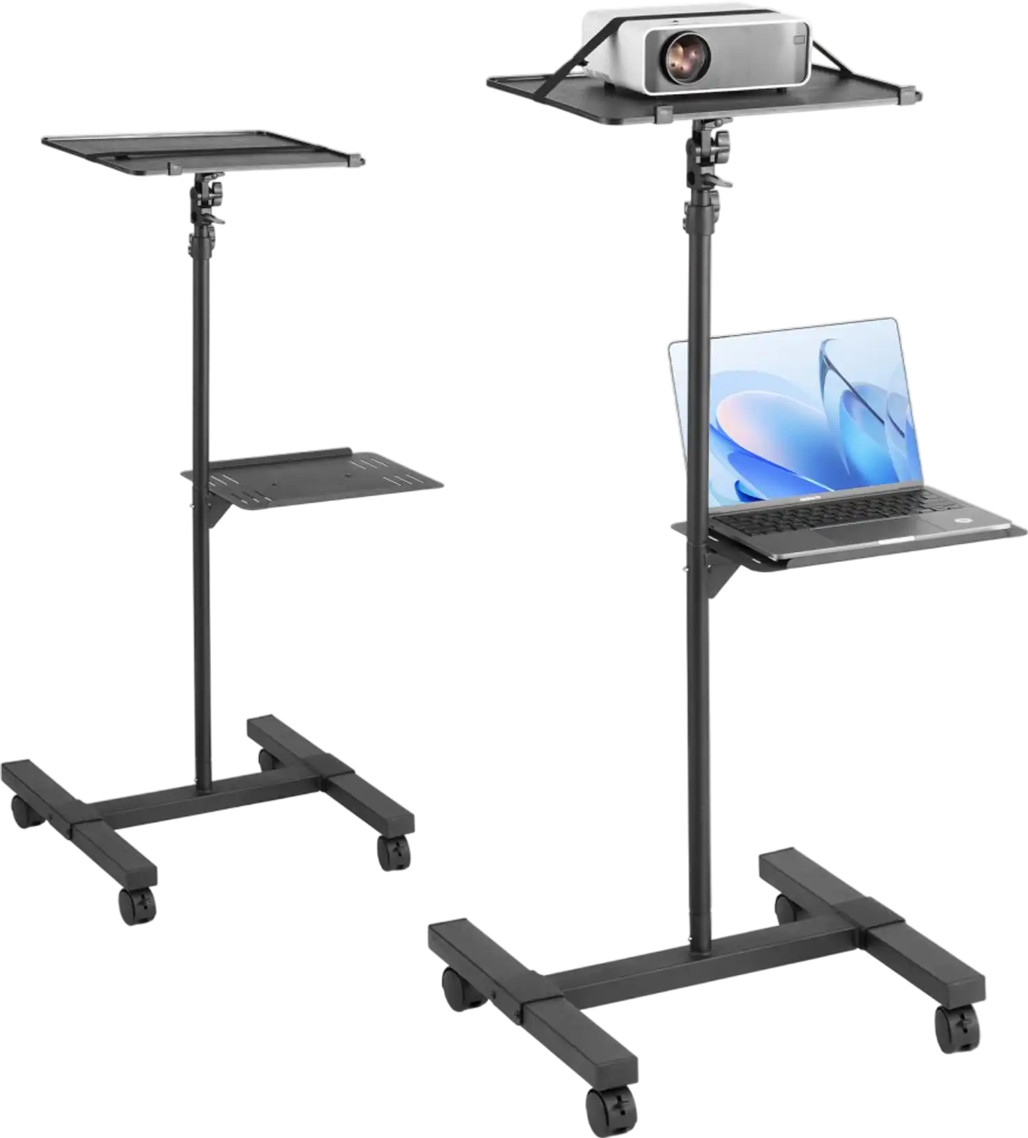 Vevor Projector Stand Adjustable Floor Stand with Wheels and 2 Trays New