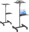VEVOR Projector Stand with Wheels, Projector Floor Stand Adjustable Height from 22.8 to 57.3 in, Projector Mount with 2 Trays, Ideal for Outdoor Movies, Home, Office, Stage and Studio, Black