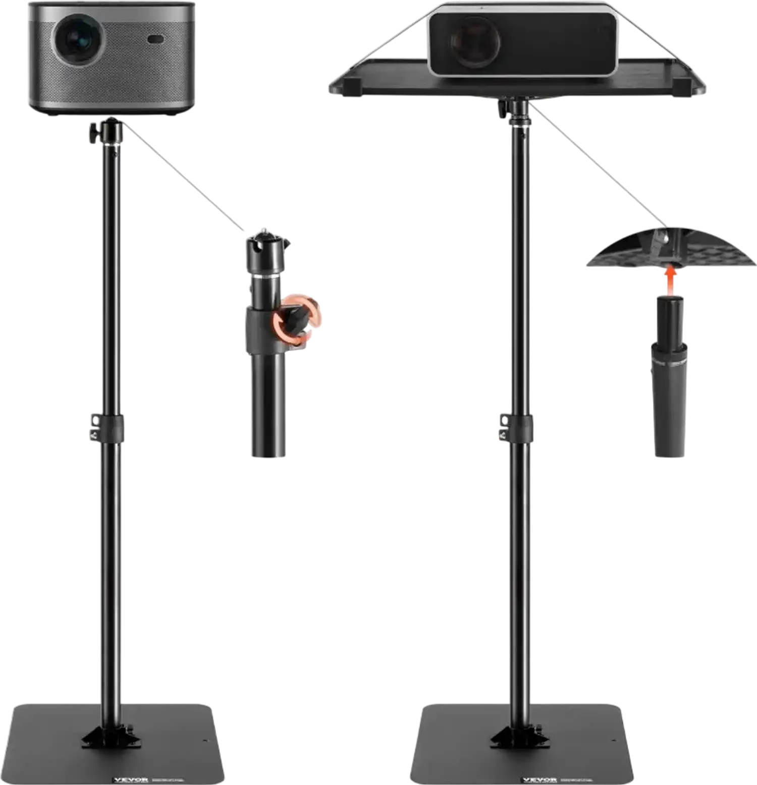 Vevor Projector Stand Adjustable Height Floor Stand with Tray Black New