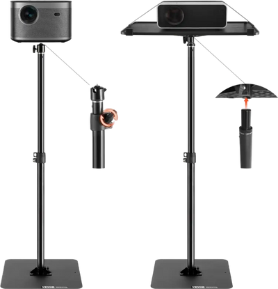 VEVOR Projector Stand, Projector Floor Stand Adjustable Height from 30.3 to 63.4 in, Projector Mount with Tray, Ideal for Outdoor Movies, Home, Office, Stage and Studio, Black