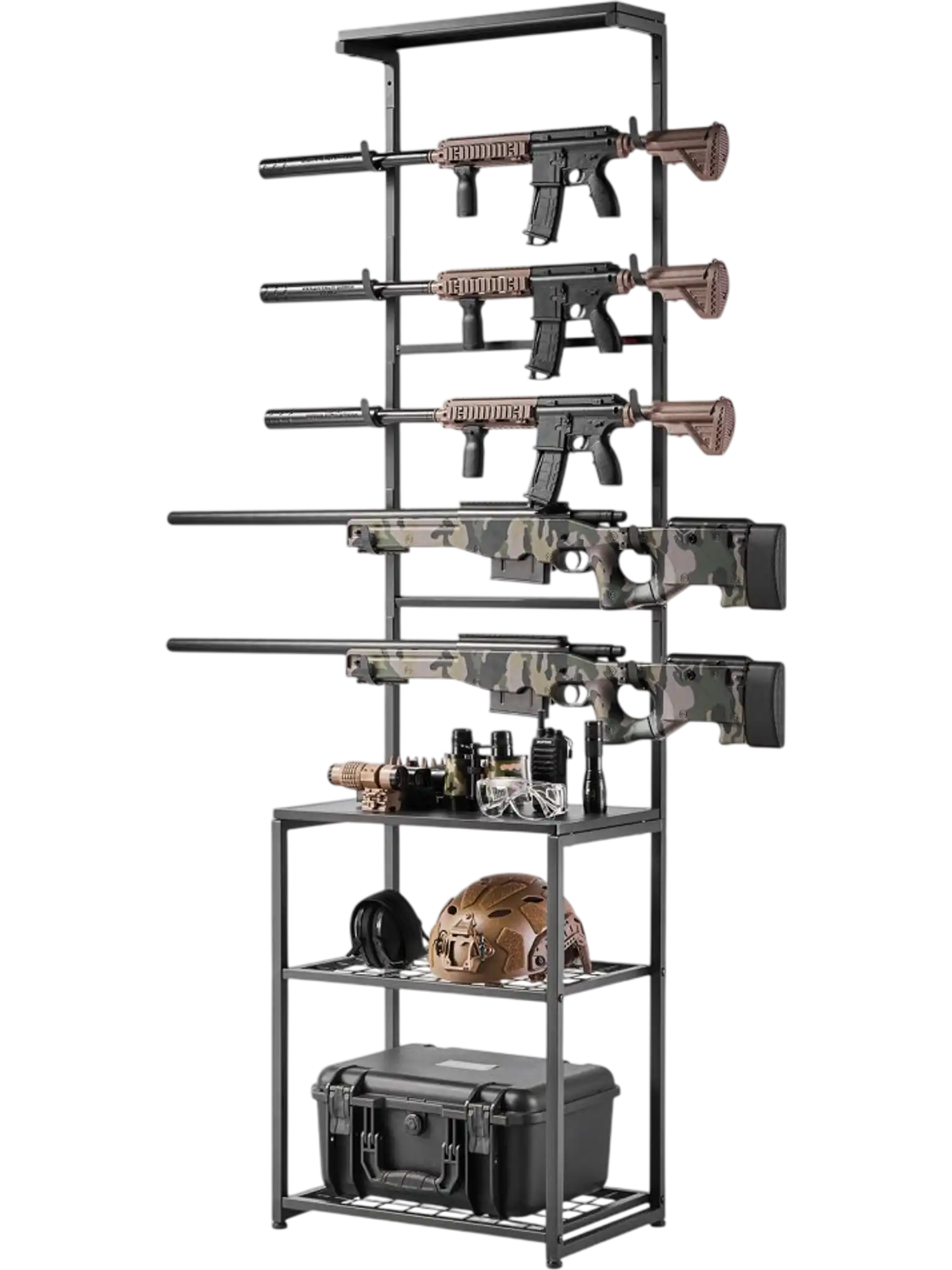 Vevor Gun Rack Floor Standing Rifle Shotgun Rack Stand with Storage Shelf New