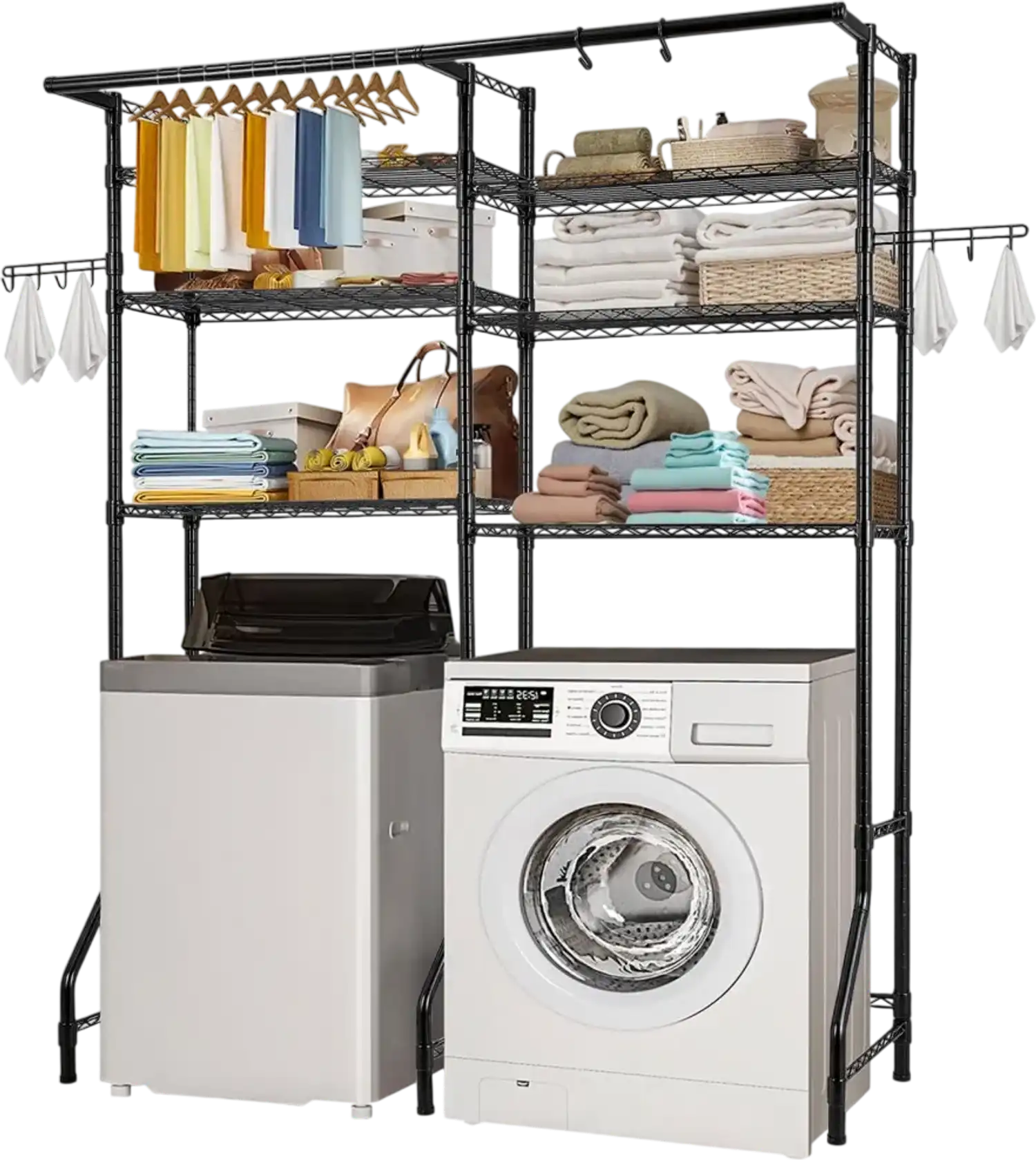 Vevor Washer and Dryer Storage Shelf 6-Tier Over Washer Organizer Black New