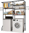 VEVOR Over Washer and Dryer Storage Shelves, 6 Tiers Laundry Room Drying Rack with Hanger Rod and Hooks, Two Rows Adjustable Washer Shelves Space Saver, for Laundry Room Storage & Organization, Black