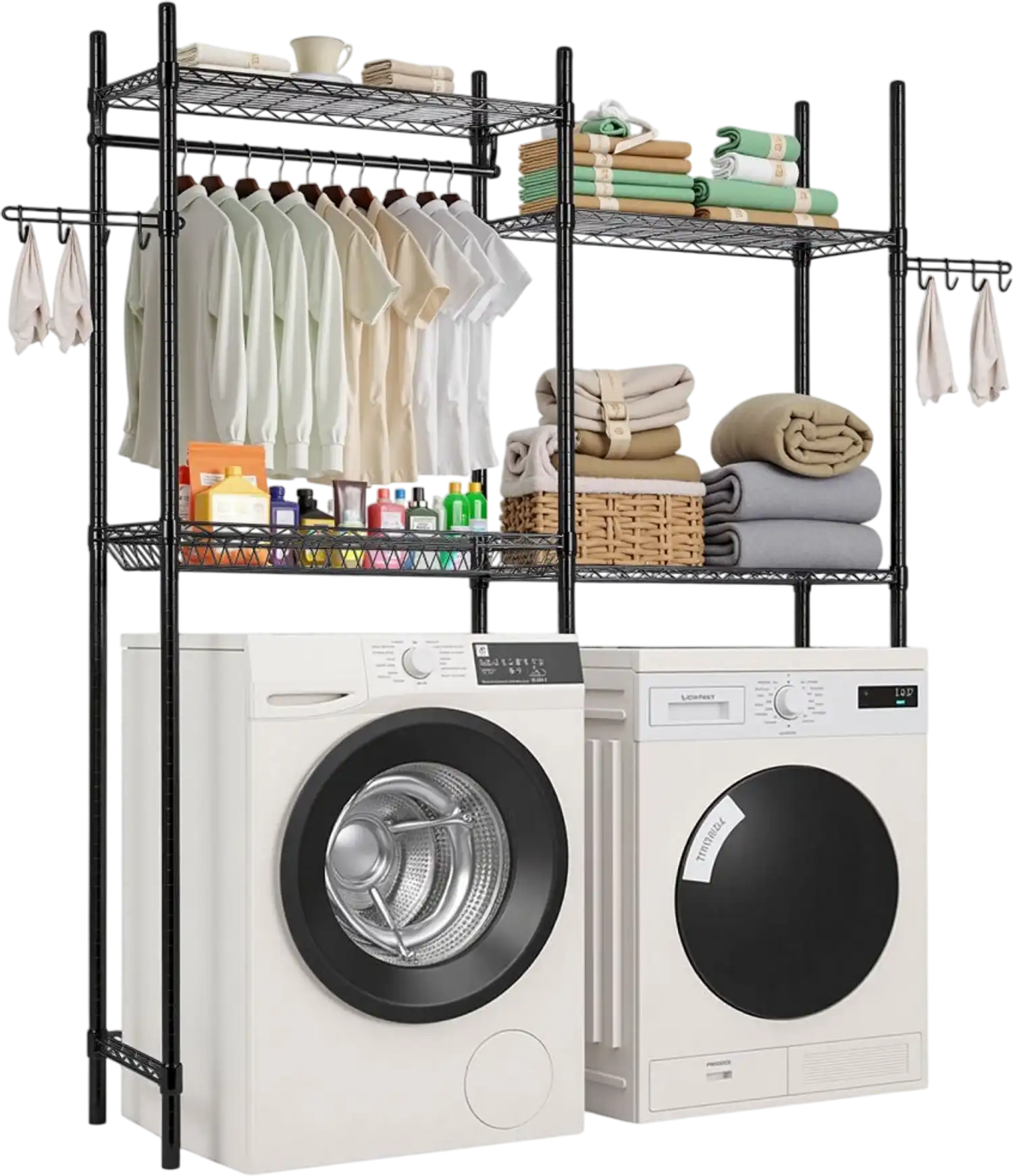 Vevor Washer Dryer Rack 4-Tier Over Washer and Dryer Storage Shelf Black New
