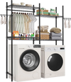 VEVOR Over Washer and Dryer Storage Shelves, 4 Tiers Laundry Room Drying Rack with Hanger Rod and Hooks, Two Rows Adjustable Washer Shelves Space Saver, for Laundry Room Storage & Organization, Black