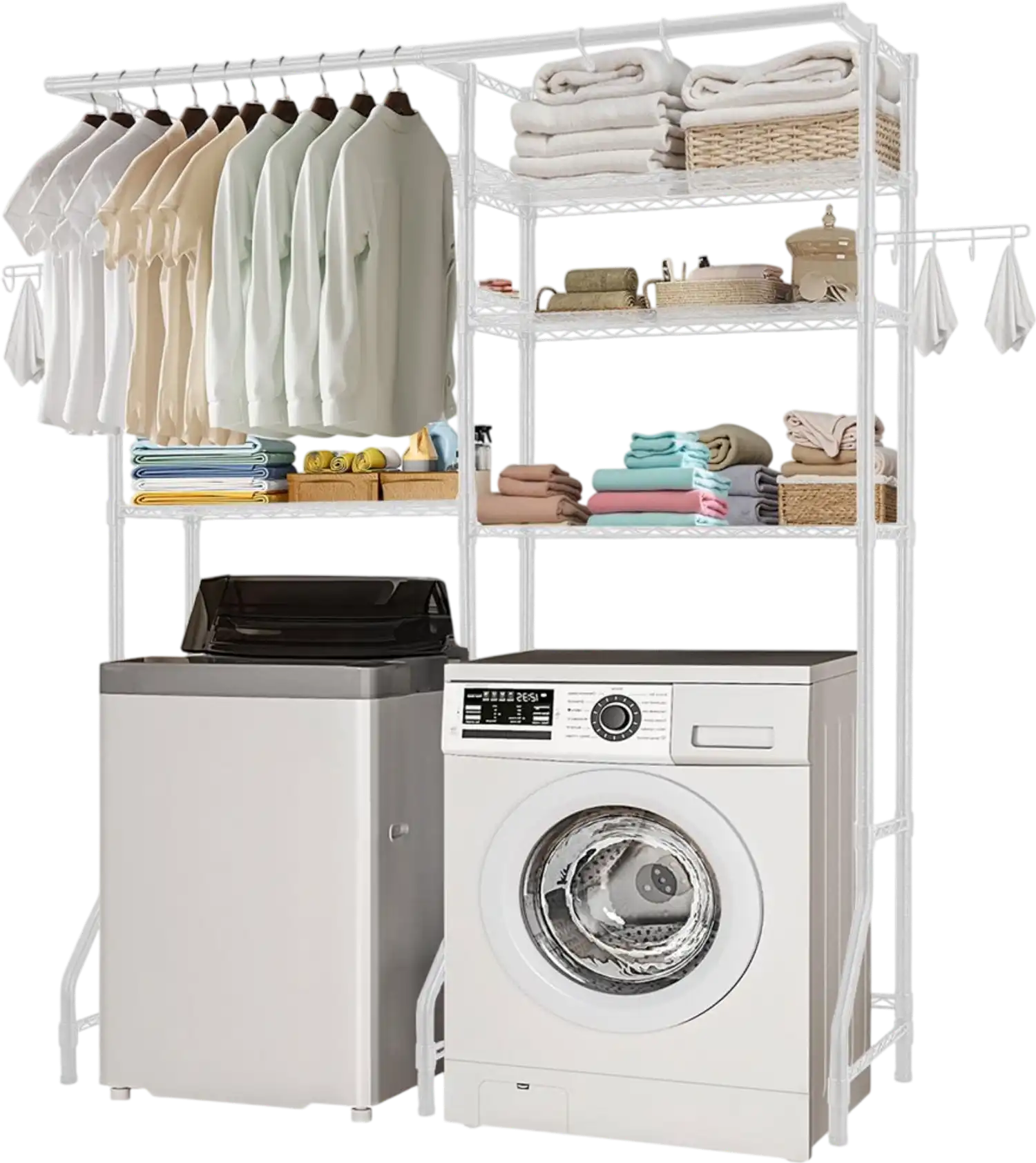 Vevor Washer and Dryer Storage Shelf 6-Tier Over Washer and Dryer Shelves White New
