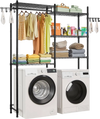 VEVOR Over Washer and Dryer Storage Shelves, 5 Tiers Laundry Room Drying Rack with Hanger Rod and Hooks, Two Rows Adjustable Washer Shelves Space Saver, for Laundry Room Storage & Organization, Black