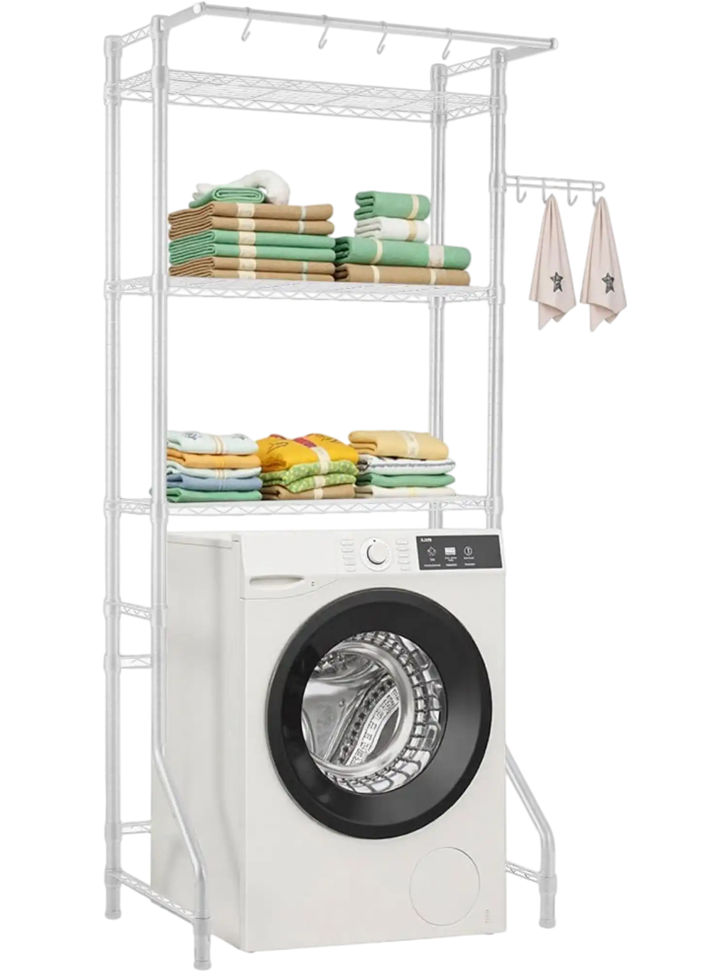 Vevor Washer and Dryer Storage Shelf 3-Tier Adjustable Laundry Rack White New