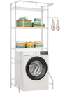 VEVOR Over Washer and Dryer Storage Shelf, 3 Tiers Laundry Room Drying Rack with Hanger Rod and Hooks, Single Row Adjustable Washer Shelves Space Saver, for Laundry Room Storage & Organization, White