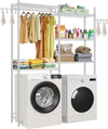 VEVOR Over Washer and Dryer Storage Shelves, 5 Tiers Laundry Room Drying Rack with Hanger Rod and Hooks, Two Rows Adjustable Washer Shelves Space Saver, for Laundry Room Storage & Organization, White