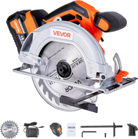 VEVOR Cordless Circular Saw, 7-1/4 inch Blade, 5000 RPM Speed, 0-45 Degree Bevel Capability, Brushless Motor, LED Light, Electric Circular Saw Kit with Battery and Charger Included, for Wood Cutting