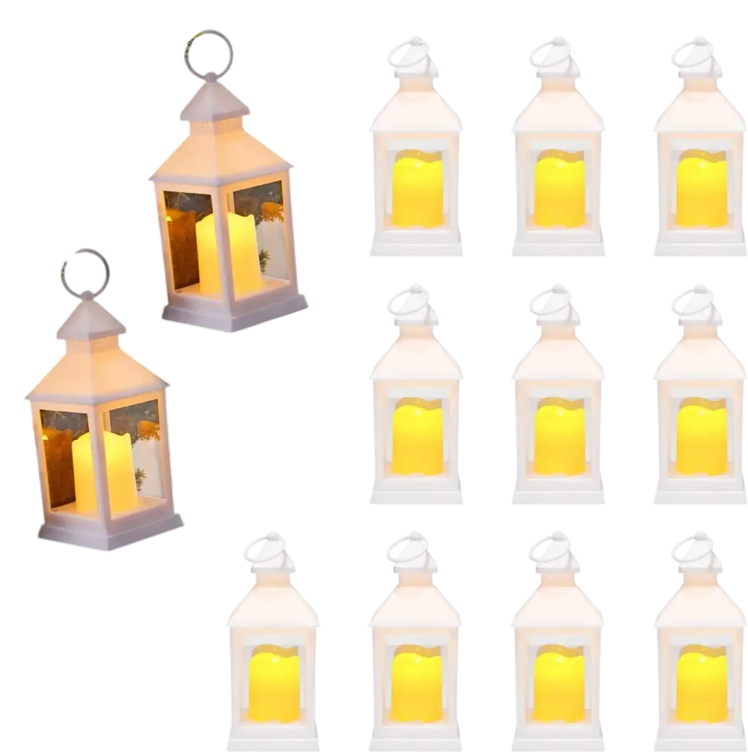 Vevor Candle Lantern 12-Pc White LED Flameless Decorative Hanging Lantern Set New