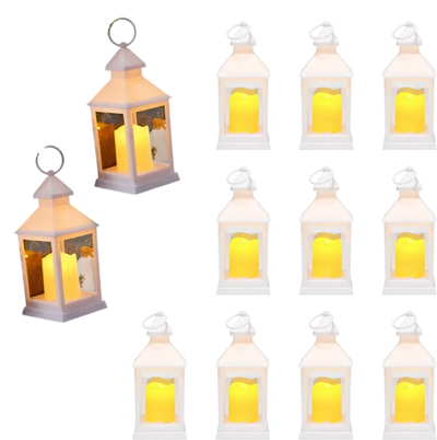 Vevor Candle Lantern 12-Pc White LED Flameless Decorative Hanging Lantern Set New