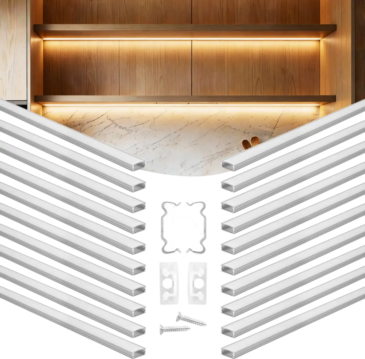 Vevor LED Aluminum Channel 20-Pack 3.3' U-Shaped with Milky Cover New