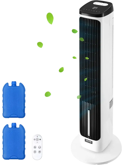 VEVOR Tower Fan, 23.3ft/s Velocity Quiet Floor Fan, 70° Oscillating Fans for Indoors with 9 Speeds, 4 Modes, 24H Timer, Portable Standing Bladeless Fan with Remote Control for Bedroom, Office, Home