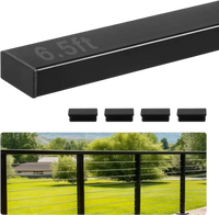 VEVOR 6.5 ft Stainless Steel Handrail, Rectangular Top Stair Deck Hand Rail for Outdoor/Indoor Steps with End Cap,Matte Black Coating Adjustable Metal Stair Rail for Cable Railing Kit