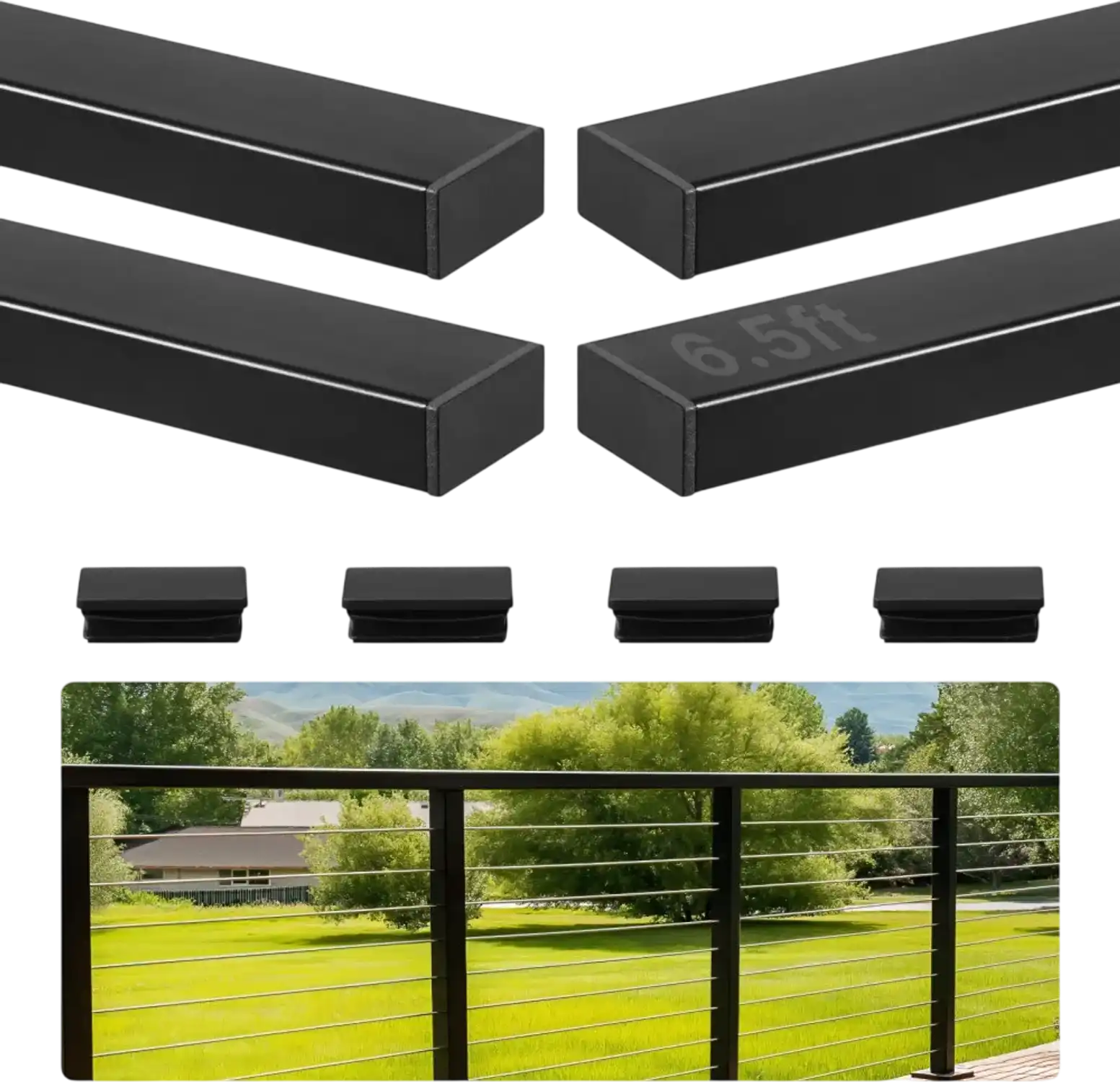 Vevor Handrail 4 Pack 6.5' Stainless Steel Stair Deck Rail Matte Black New